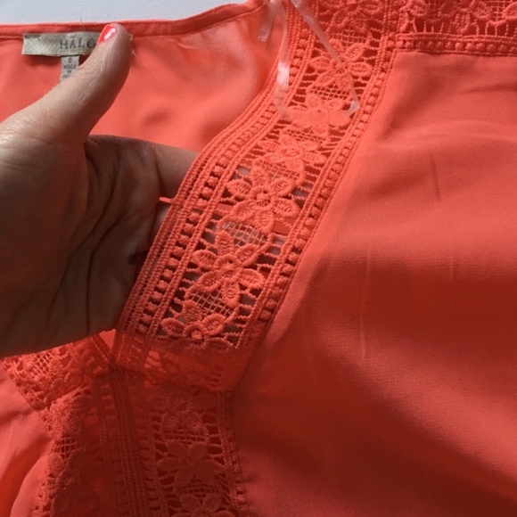 Halo New Coral Oversized Crochet Detail Blouse - Picture 3 of 4